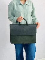 کیف اداری چرم طبیعی مدل البرتو بزرگ سبز فلوتر