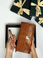 ست چرم دو تیکه کیف دسته چک و کمربند - Image 9