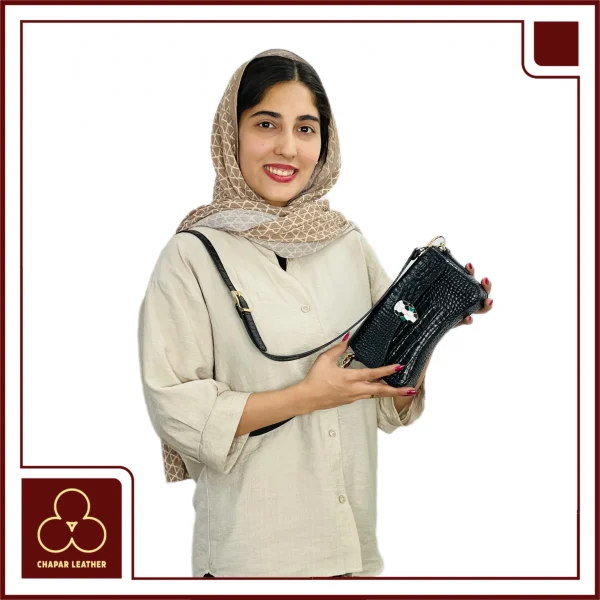 کیف مجلسی چرم زنانه جورجیا مشکی کرو