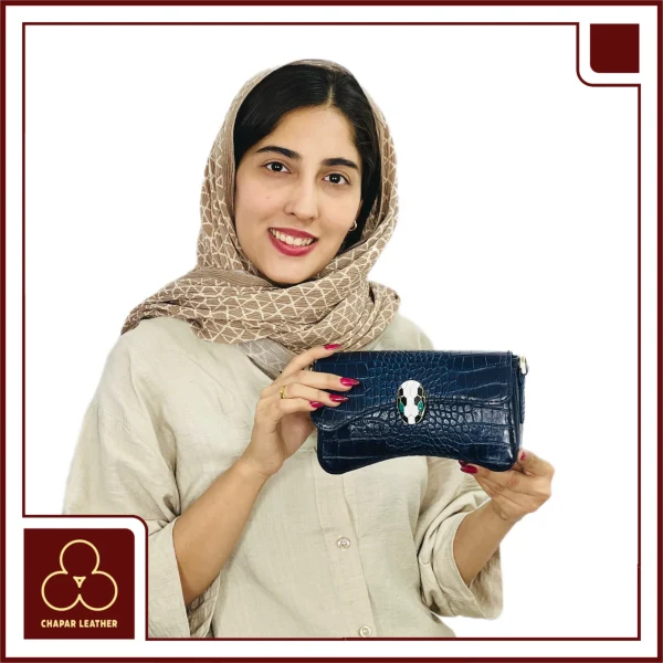 کیف مجلسی چرم زنانه جورجیا سورمه ای
