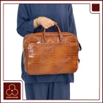 کیف اداری چرم طبیعی مدل سیروان عسلی کرو