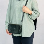کیف دوشی زنانه چرم مدل اذر سبز کرو