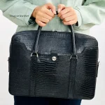 کیف اداری چرم طبیعی مدل جسیکا کوچک، مشکی لیزارد