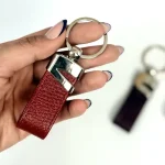 جاکلیدی چرم طبیعی رنگ زرشکی بافت فلوتر
