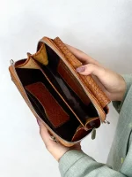 کیف اسپرت دوشی و دستی چرم طبیعی مدل طهماسب - Image 14